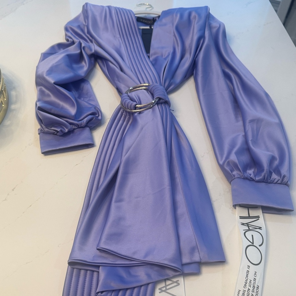 Zhivago Lavender Mini Dress with Belted Detail - Picture 3 of 3